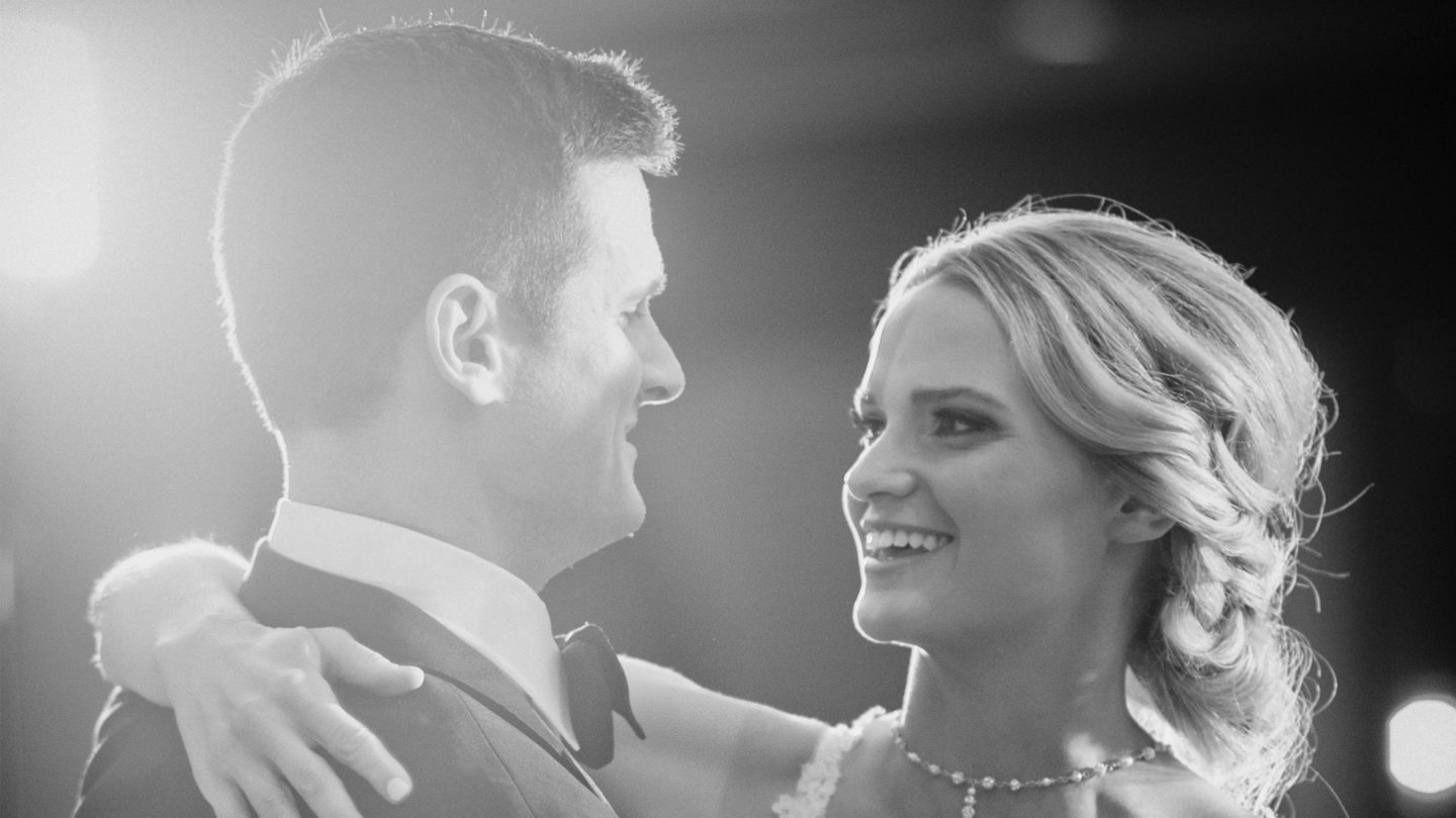 Bride and Groom dancing.