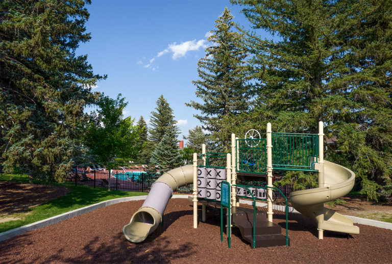 The playground with two slides at Little America Cheyenne